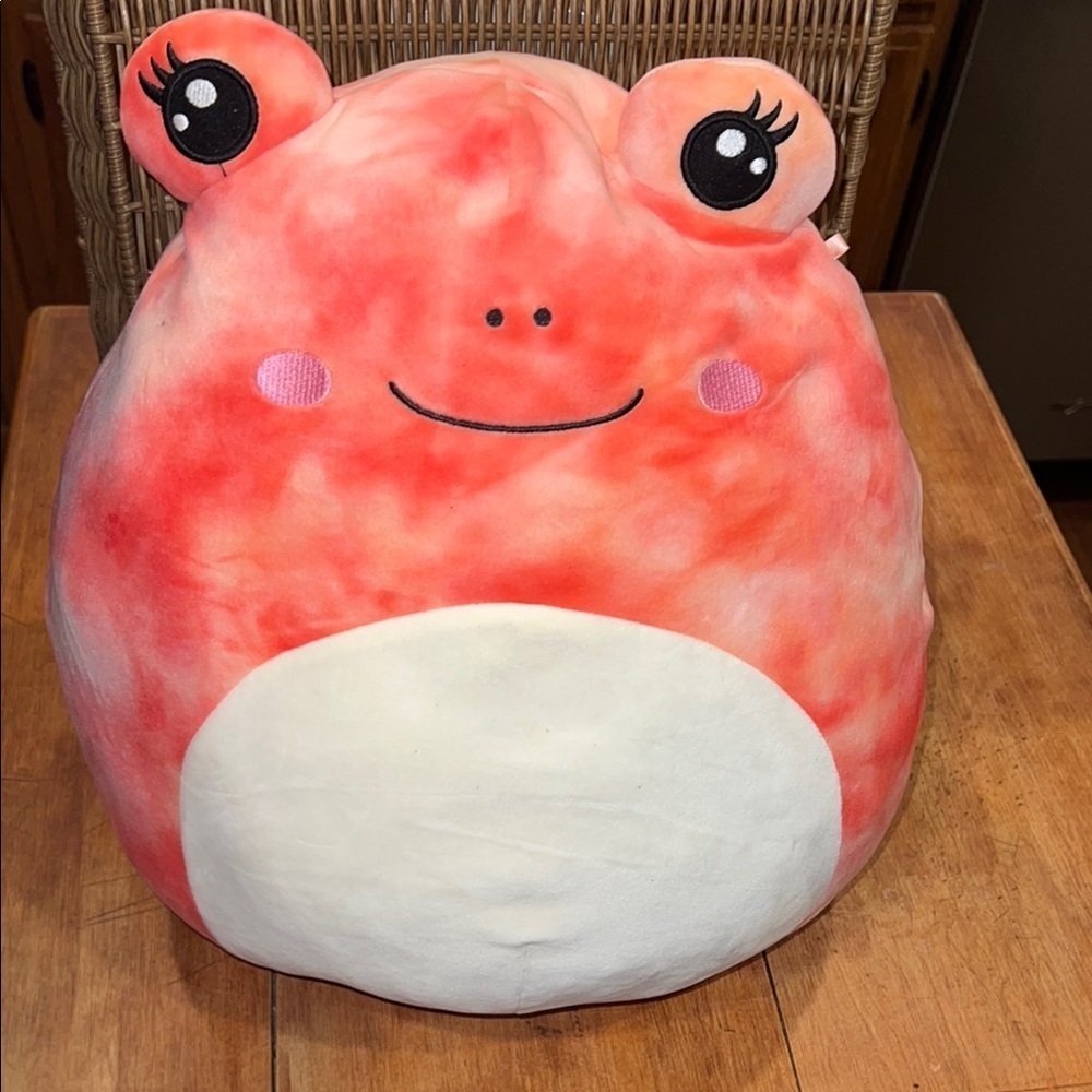 Squishmallow Official Kellytoys Plush 14” Fanina the Frog Pink Tie-Dyed Color